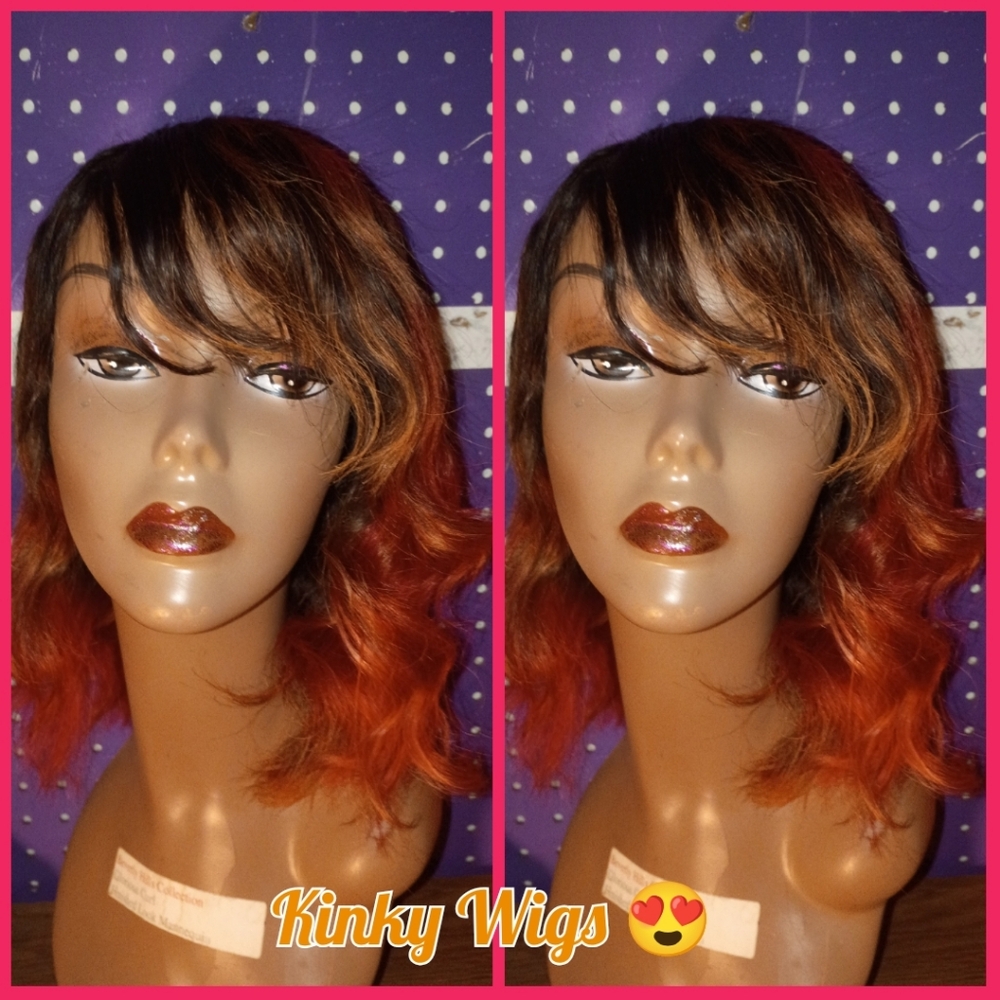 12" Virgin Ombre Side Bang Glueless 100% Human Hair Wig